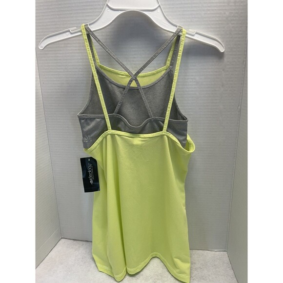 New Ideology Girls Layered Look Active Tank Yellow Over Gray Size M 10/12 - Picture 2 of 7